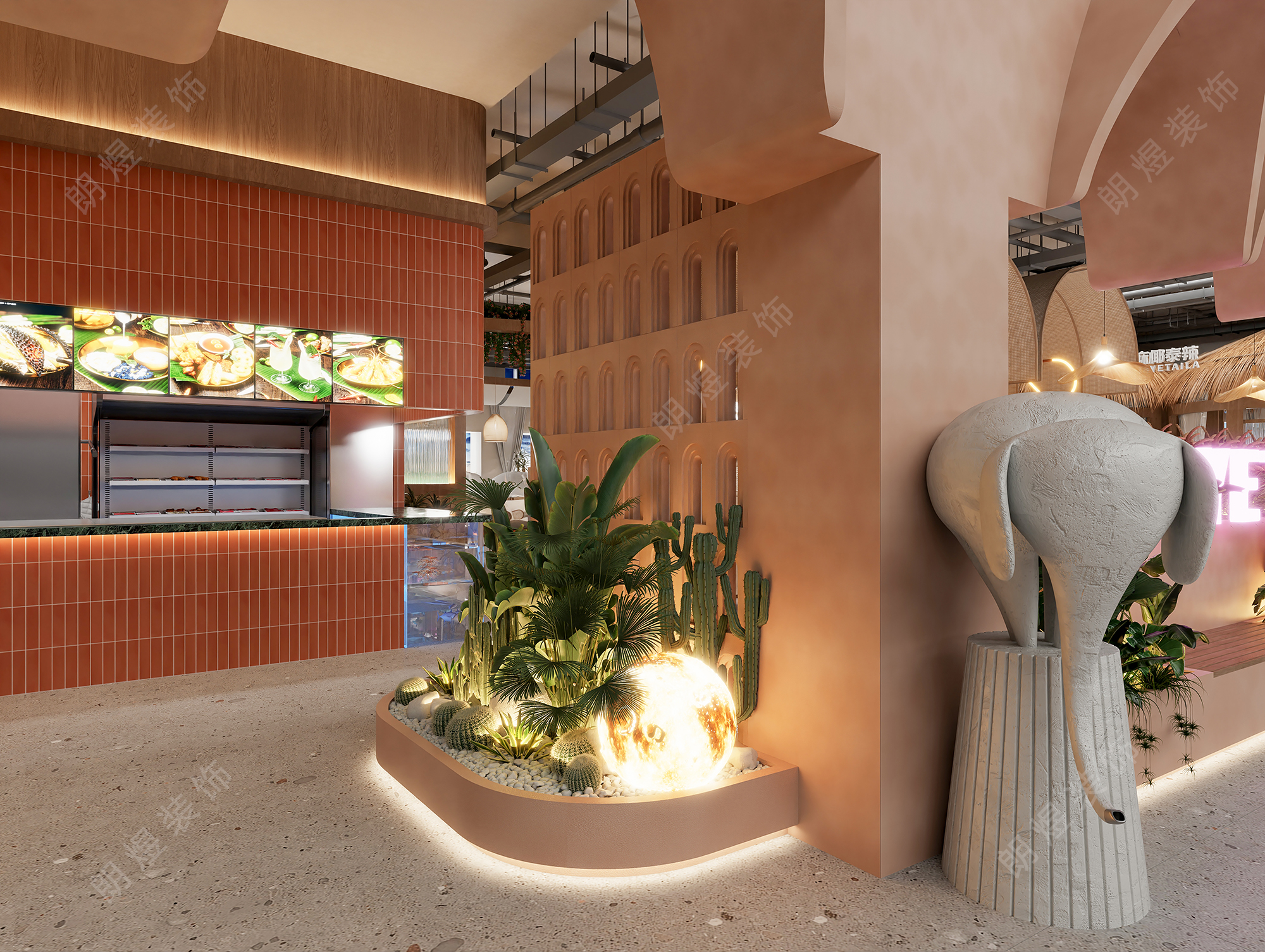 成都麻椰泰辣火鍋店設計裝修效果圖-微景觀